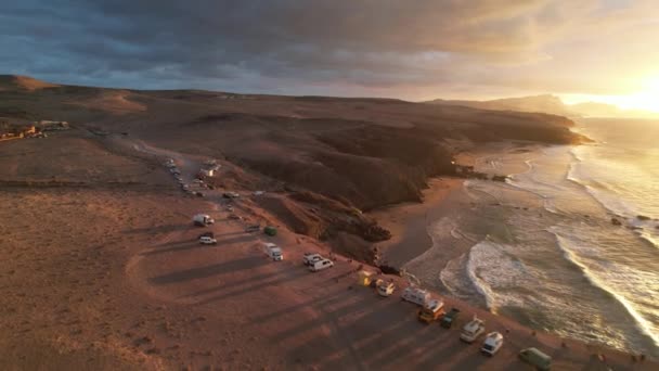 Aerial View Fuerteventura Coast Pared — Stock Video