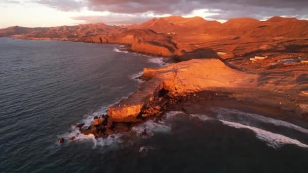 Vista Aérea Costa Fuerteventura Pared — Vídeo de Stock