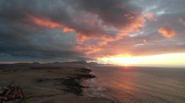 La Pared 'deki Fuerteventura kıyılarının havadan görüntüsü