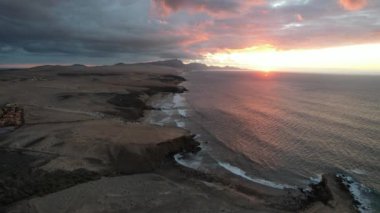 La Pared 'deki Fuerteventura kıyılarının havadan görüntüsü