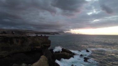 La Pared 'deki Fuerteventura kıyılarının havadan görüntüsü