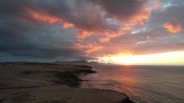 Vista Aérea Costa Fuerteventura Pared — Vídeo de Stock
