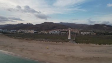 Morro Jable 'daki Fuerteventura kıyılarının havadan görüntüsü