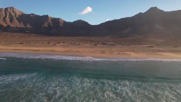 Widok Lotu Ptaka Plaży Cofete Fuerteventurze — Wideo stockowe