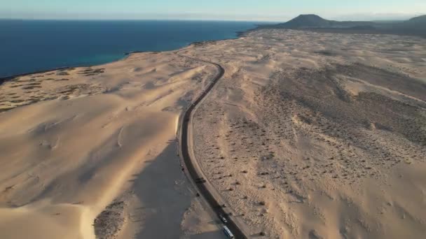 Fuerteventura沙丘的空中景观 — 图库视频影像