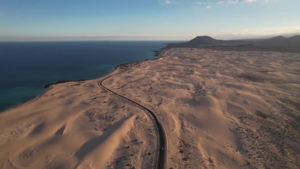 Fuerteventura Daki Kumulların Hava Görüntüsü — Stok video