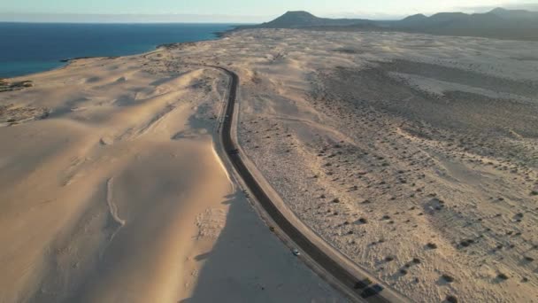 Fuerteventura Daki Kumulların Hava Görüntüsü — Stok video