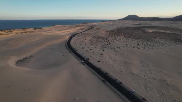 Flygfoto Över Sanddyner Fuerteventura — Stockvideo