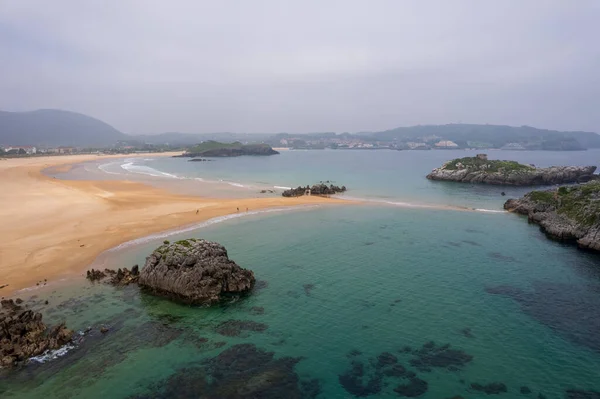 stock image Aerial view of spanish coast in Noja on north Spain