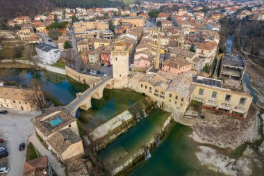 Aerial view of Fermignano town in Marche region in Italy clipart