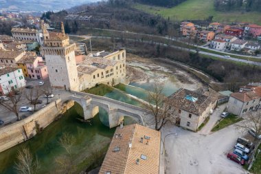 Aerial view of Fermignano town in Marche region in Italy clipart
