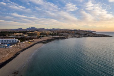 Costa Calma 'daki Fuerteventura kıyılarının havadan görüntüsü