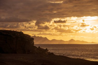 La Pared 'deki Fuerteventura kıyılarının havadan görüntüsü