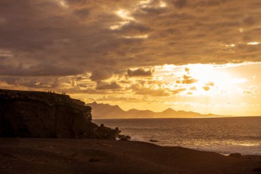 La Pared 'deki Fuerteventura kıyılarının havadan görüntüsü