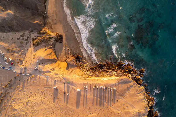 La Pared 'deki Fuerteventura kıyılarının havadan görüntüsü