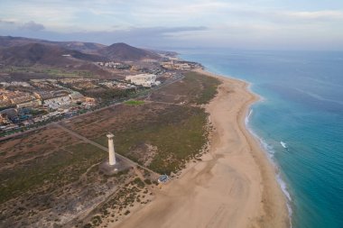 Morro Jable 'daki Fuerteventura kıyılarının havadan görüntüsü