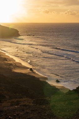 La Pared 'deki Fuerteventura kıyılarının havadan görüntüsü