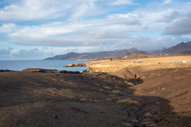 La Pared 'deki Fuerteventura sahilinin gün batımı manzarası