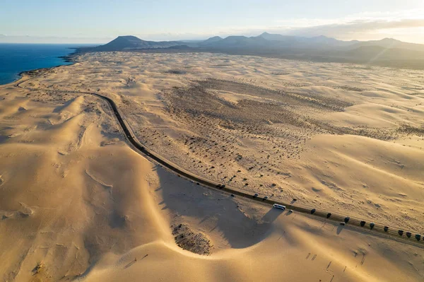 Fuerteventura 'daki kumulların hava görüntüsü