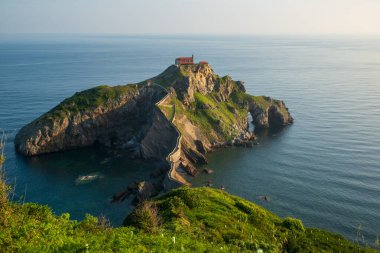 İspanya 'daki San Juan de Gaztelugatxe hava manzarası