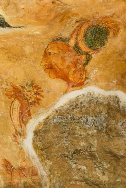 Sigiriya, Sri Lanka 'da 5. yüzyıldan kalma bir kaya resmi.