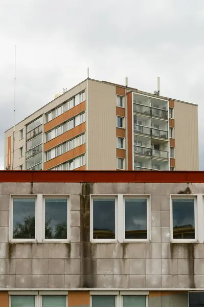 stock image Communist style uniform concrete apartment houses in Prague