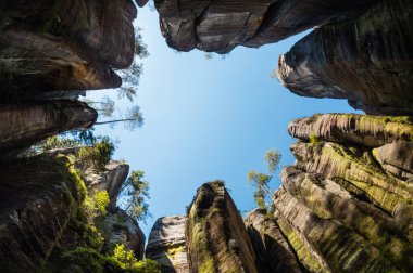 Çek Cumhuriyeti 'ndeki Adrspach kayalarında muazzam kaya oluşumları