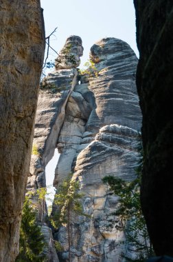 Çek Cumhuriyeti 'ndeki Adrspach kayalarında muazzam kaya oluşumları