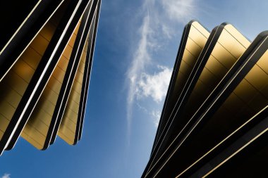 Zaha Hadid Mimarlar, Prag, Çek Cumhuriyeti 'nin Masarycka binasının soyut benzeri yakın çekimi.