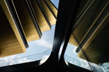 Zaha Hadid Mimarlar, Prag, Çek Cumhuriyeti 'nin Masarycka binasının soyut benzeri yakın çekimi.