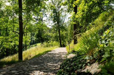 Prag Kalesi 'nin Geyik Hendeği' nde (diğer adıyla Geyik Hendeği veya Çekçe Jeleni prikop) yürüyüş yolu.