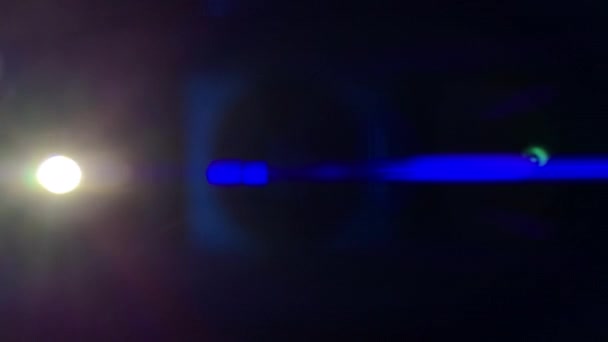 Niebieski Anamorficzny Obiektyw Światło Rozbłysk Przecieku Nakładka Czarne Tło — Wideo stockowe