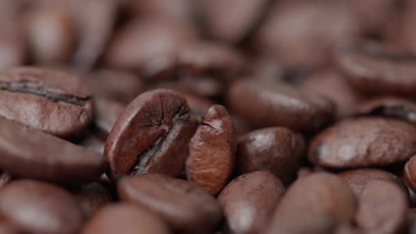 咖啡豆旋转背景的特写 — 图库视频影像
