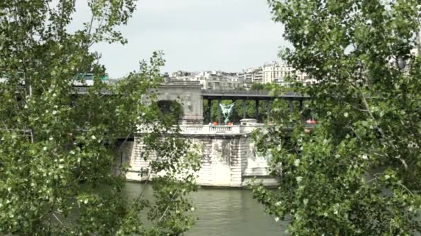 Ponte Birk Hakeim Com Metrô Paris França — Vídeo de Stock