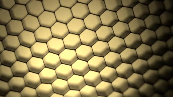 Grila Hexagonală Lumină Abstractă Fundal Negru — Videoclip de stoc