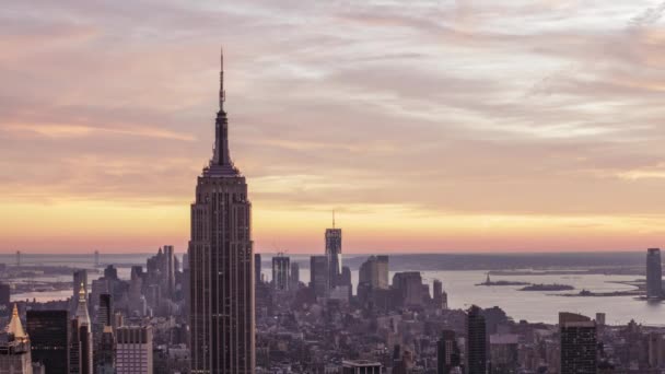 New York City Empire State Building Panorama Dne Den Noci — Stock video
