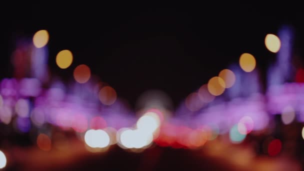 Champs Elysees Straße Bei Nacht Mit Defokussiertem Licht Abstrakter Hintergrund — Stockvideo