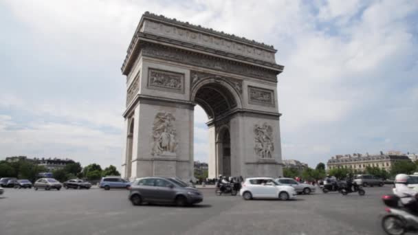 Arc Triomphe Roundabout Traffic Time Lapse — Stock Video