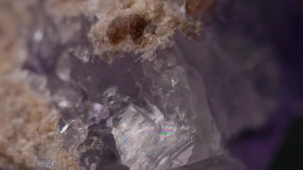 Close Natural Purple Fluorite Stone Texture Rotating Abstract Background — Stock Video
