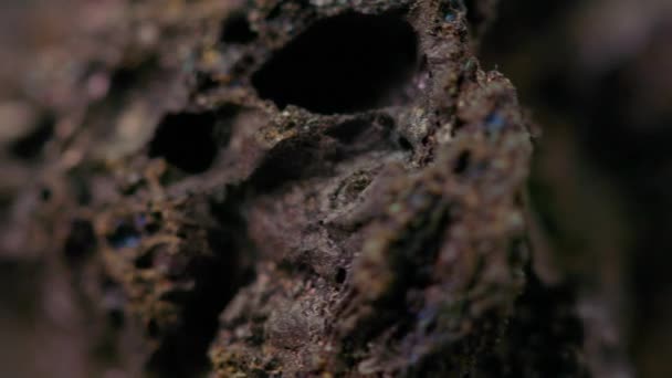 Zblízka Vulkanické Horniny Textury Rotující Pozadí — Stock video
