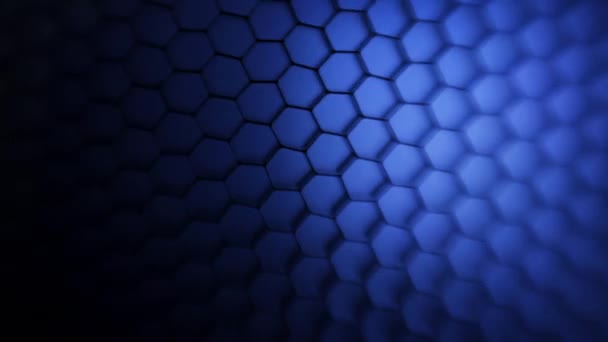 Hexagonal Rutnät Abstrakt Ljus Svart Bakgrund — Stockvideo