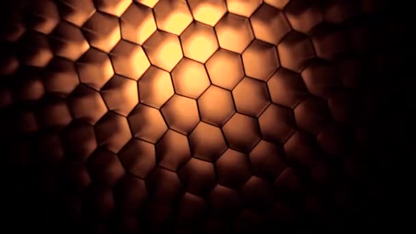 Luz Abstracta Rejilla Hexagonal Sobre Fondo Negro — Vídeos de Stock