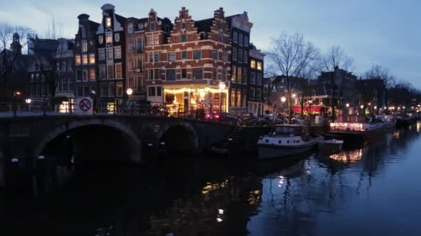 Brouwersgracht Vervalt Nachts Amsterdam Nederland — Stockvideo