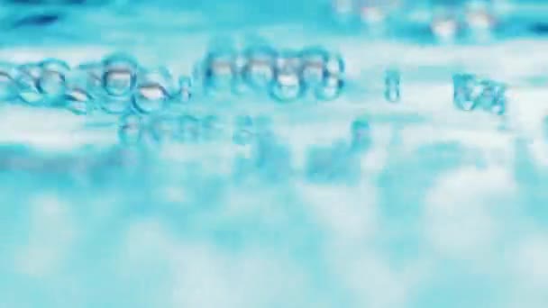Крупним Планом Прозорі Блакитні Бульбашки Води Абстрактний Фон — стокове відео