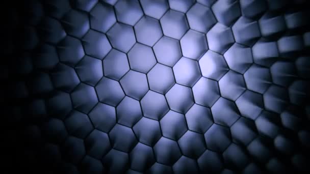 Grama Hexagonal Textura Abstrata Retroiluminado Fundo Preto — Vídeo de Stock