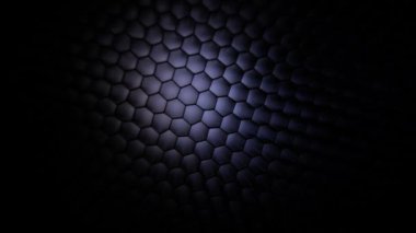 Altıgen ızgara soyut dokusu siyah arkaplan üzerine ışıklandırıldı.