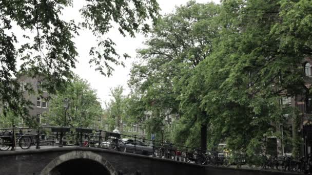 City Canal Bridge Amsterdam Netherlands — Stock Video