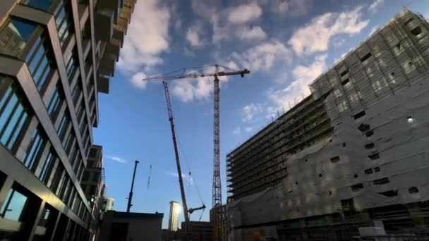 Turfmarkt City Street Construction Site Panning Shot Haya Países Bajos — Vídeo de stock