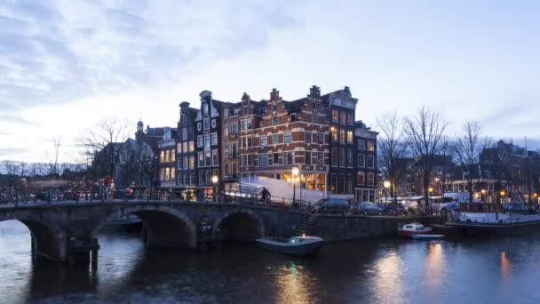 Brouwersgracht Canal Day Night Time Lapse Amsterdam Netherlands — Stock Video