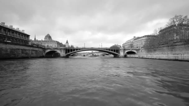 Wide Angle View Cruise River Seine Paris France — Stock Video